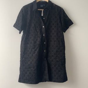Gap Black Eyelet Shirtdress